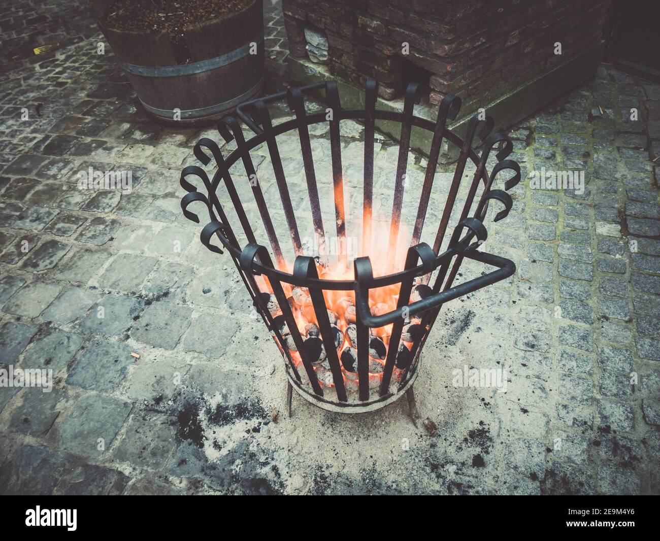 Burn coal stove outdoors Stock Photo Alamy