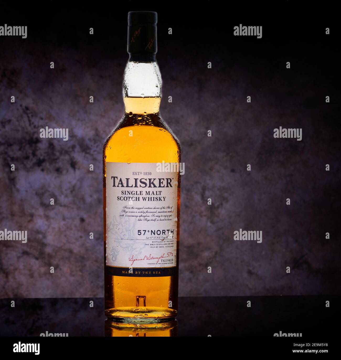 Bottle of Talisker 57° North Whisky Stock Photo
