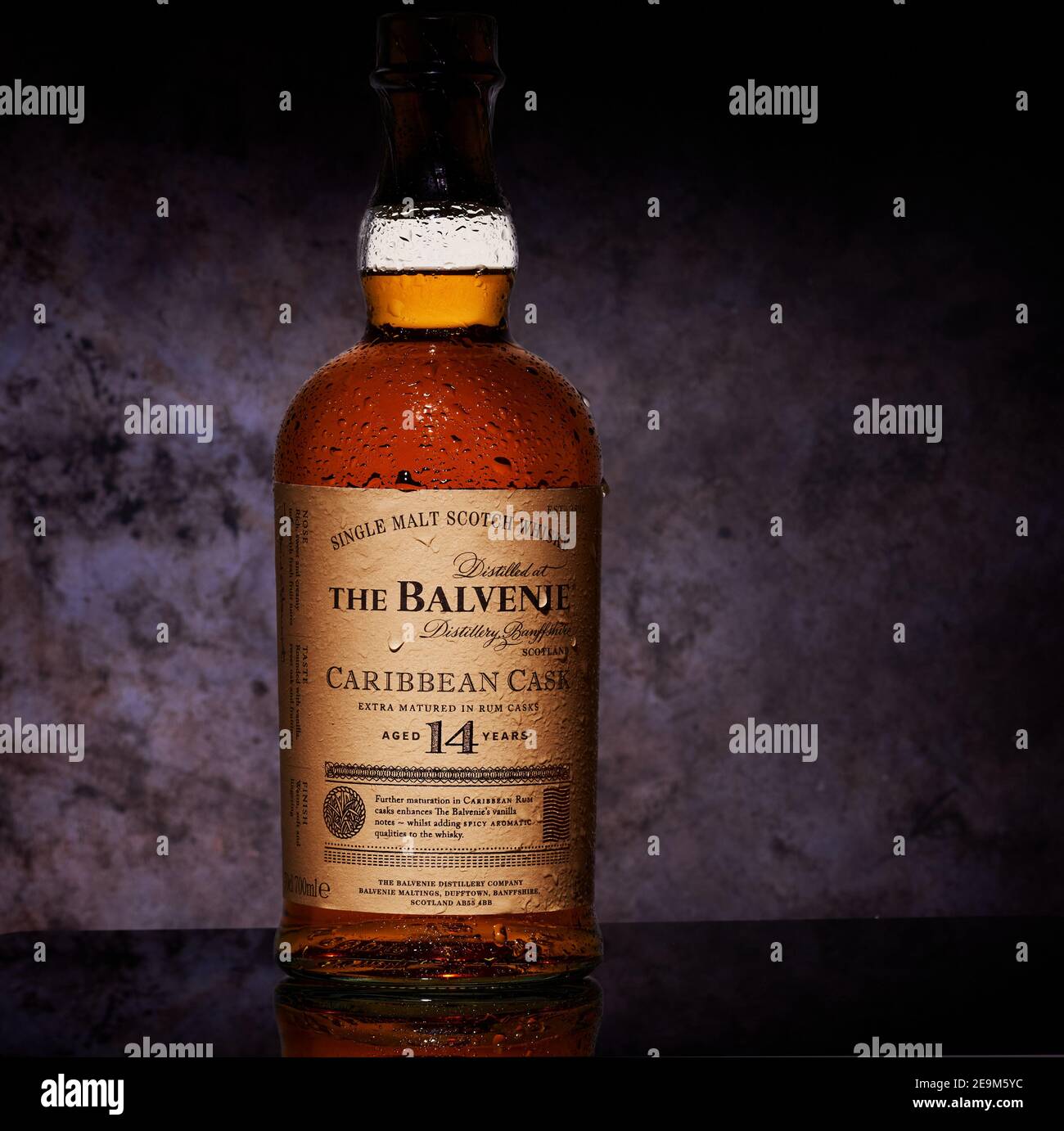 Balvenie 14 Year Old Caribbean Cask Whisky bottle Stock Photo