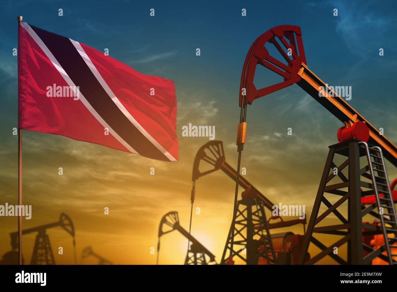 Trinidad and Tobago oil industry concept, industrial illustration