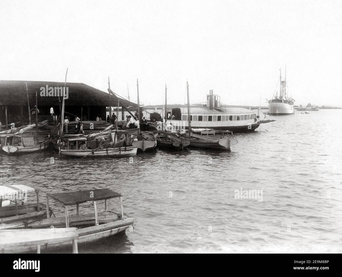 Puerto Rico First Arival Late 19th century photograph - Boat landing, San Juan, Puerto Rico, c ...