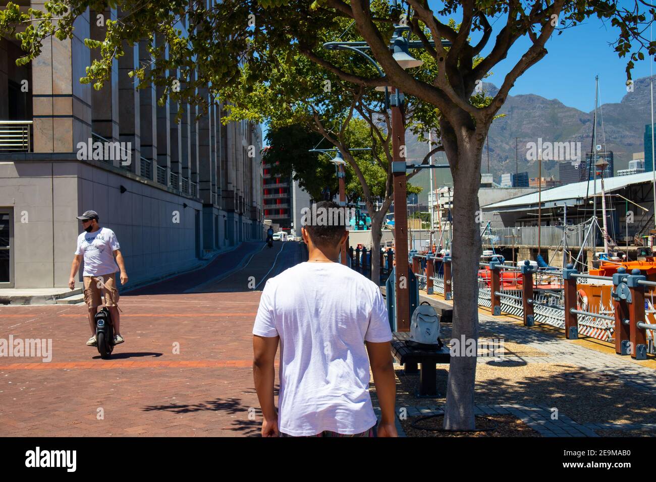 Waterfront Cape Town, South Africa 03022021 Man walking under