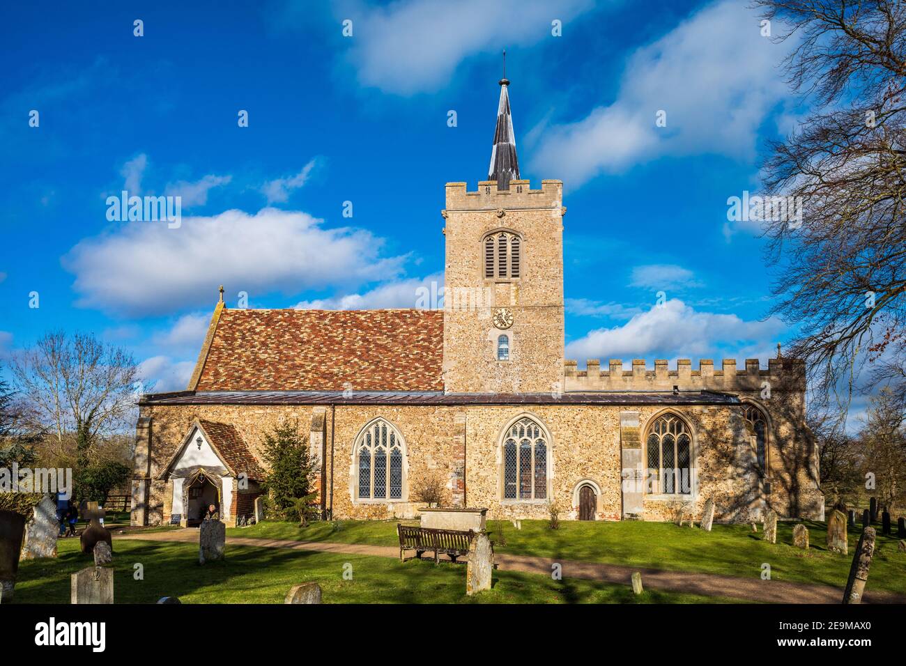 Whittlesford Church. St Mary and St Andrew’s Church Whittlesford Cambridge - first recorded from 1217 but with parts believed to be much earlier. Stock Photo