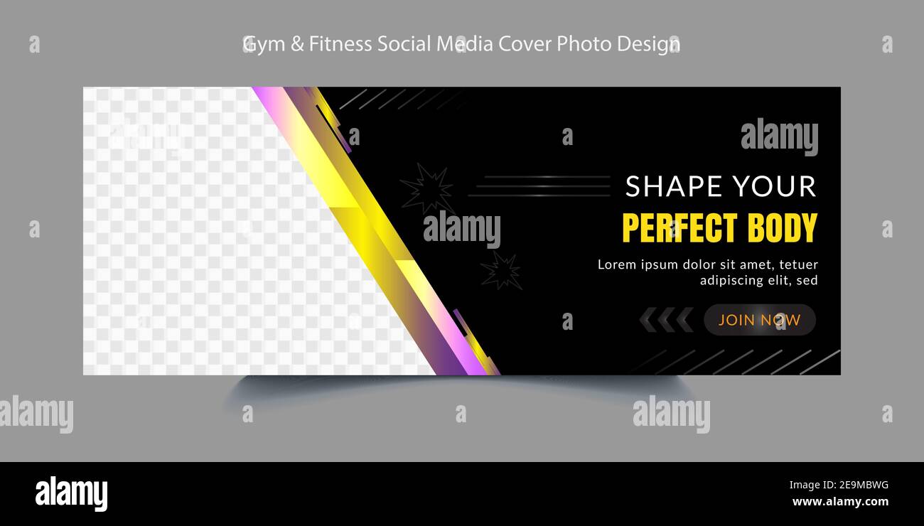 Gym Fitness Social Media Web Banner Template Design, Stock Vector