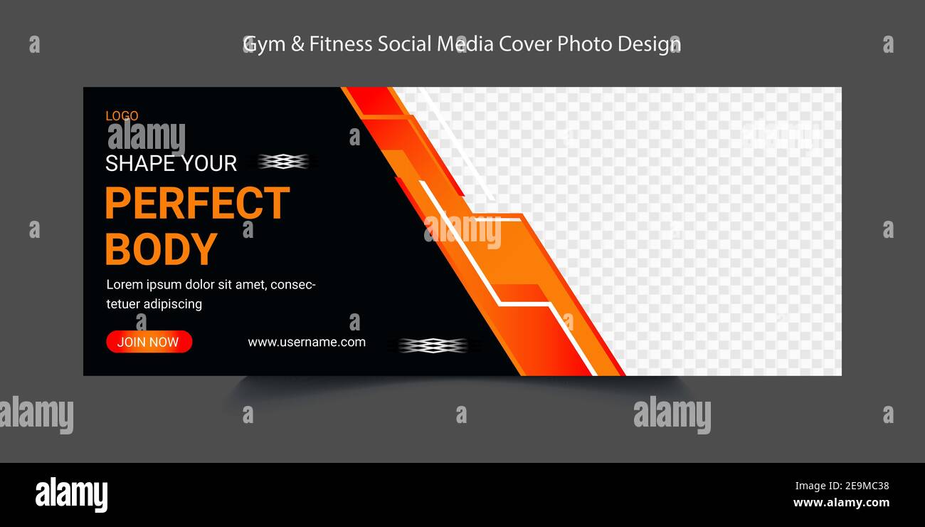 Gym Fitness Social Media Cover Page Template Design. Social Media Fitness Banner and timeline cover page Stock Vector