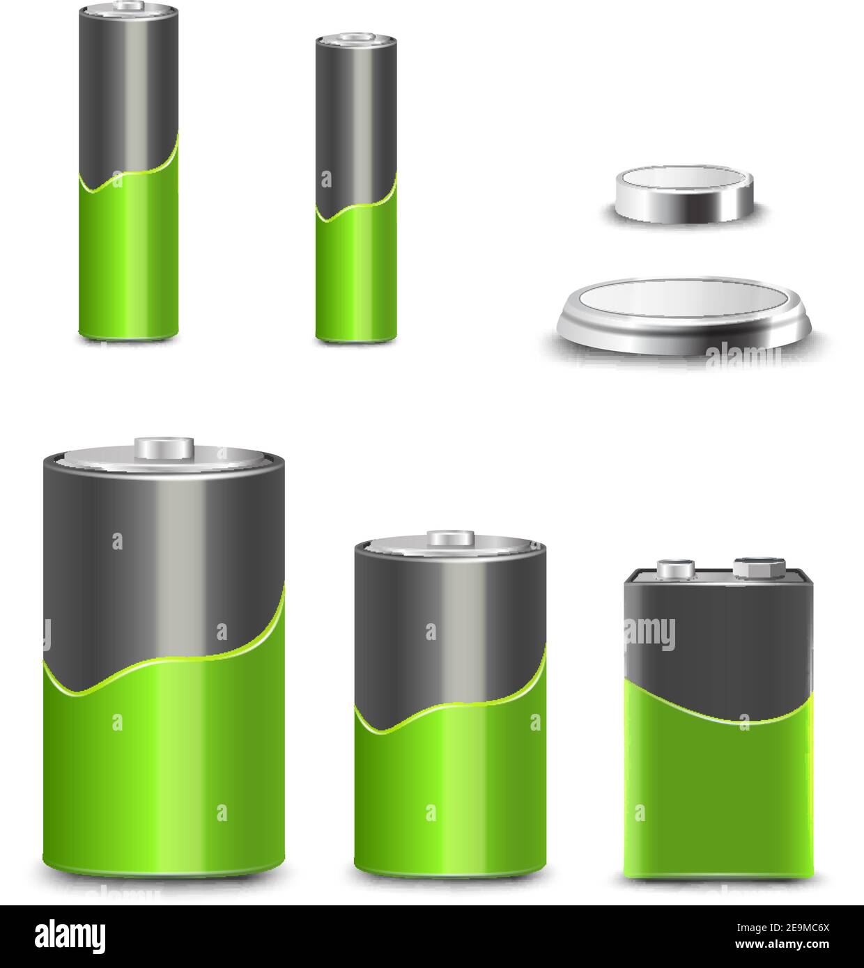 Realistic 3d battery types decorative icons set isolated vector ...