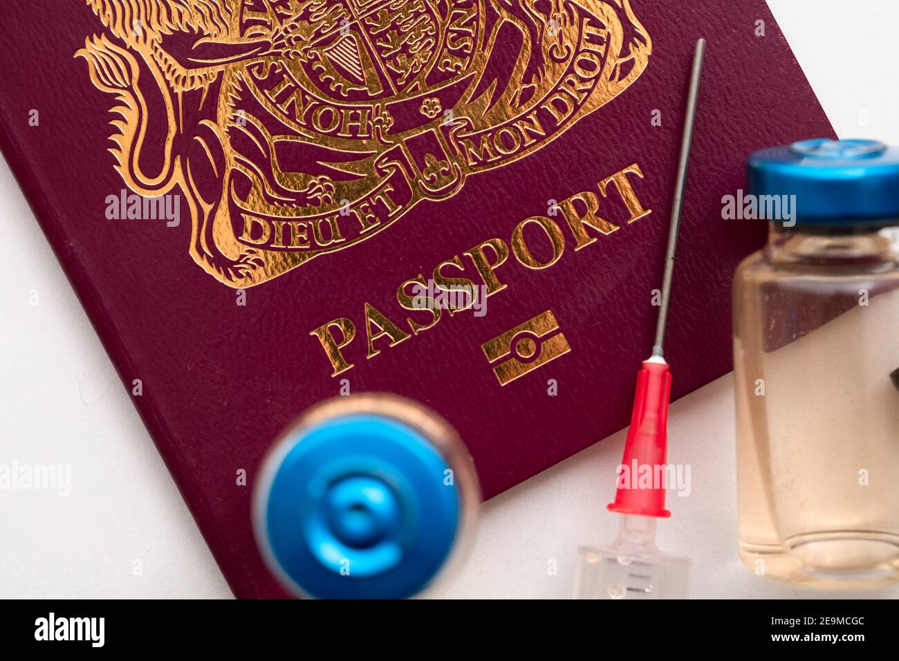 United Kingdom coronavirus vaccine travel passport concept Stock Photo