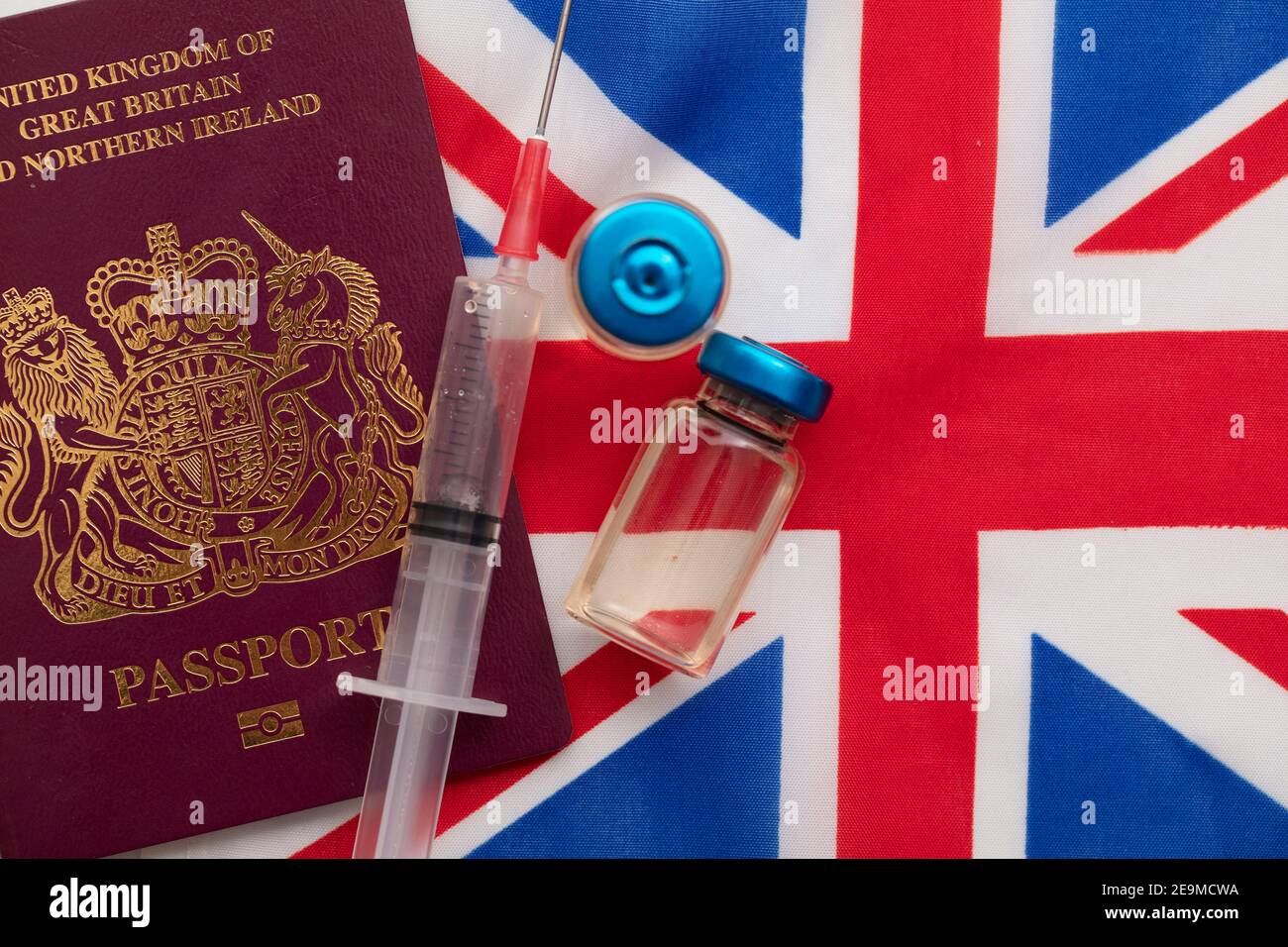 United Kingdom coronavirus vaccine travel passport concept Stock Photo