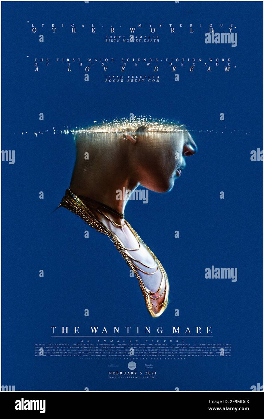 The Wanting Mare (2020) directed by Nicholas Ashe Bateman and starring Jordan Monaghan, Josh Clark and Yasamin Keshtkar . A dystopian society in which a line of women pass a recurring dream through multiple generations. Stock Photo