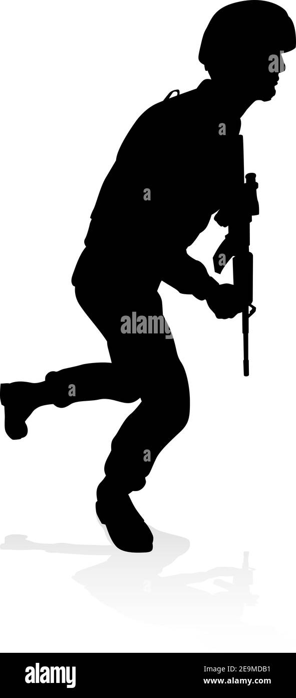 Soldier Detailed High Quality Silhouette Stock Vector