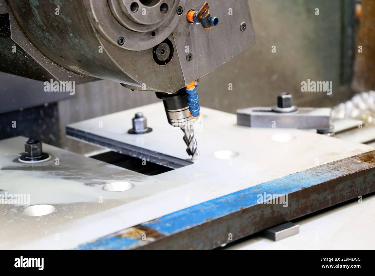 Metalworking with CNC milling machine Stock Photo