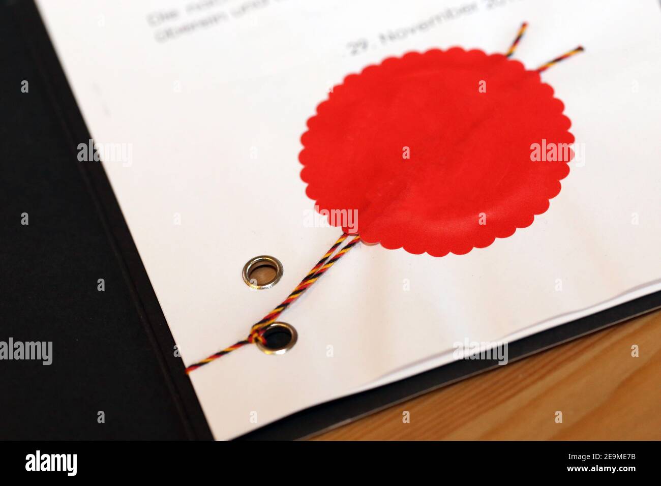 Notarized agreement with red official seal Stock Photo Alamy