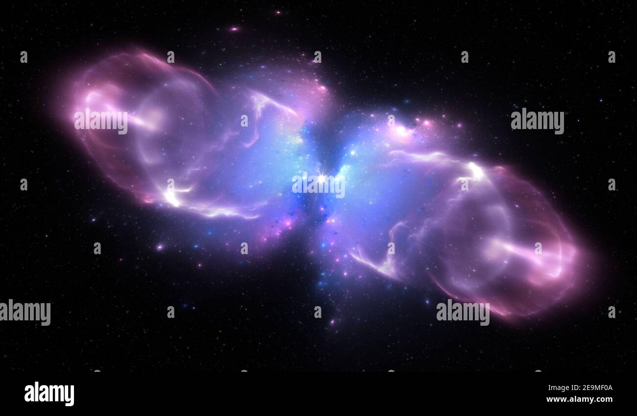 Bipolar planetary nebula. 3d rendering Stock Photo