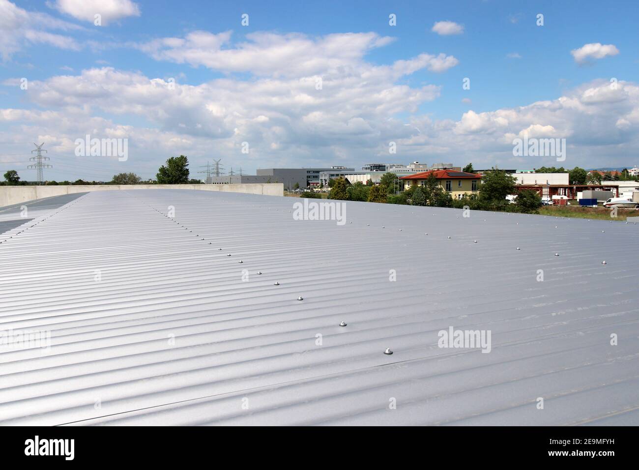 Barrel vault roof on a new warehouse Stock Photo