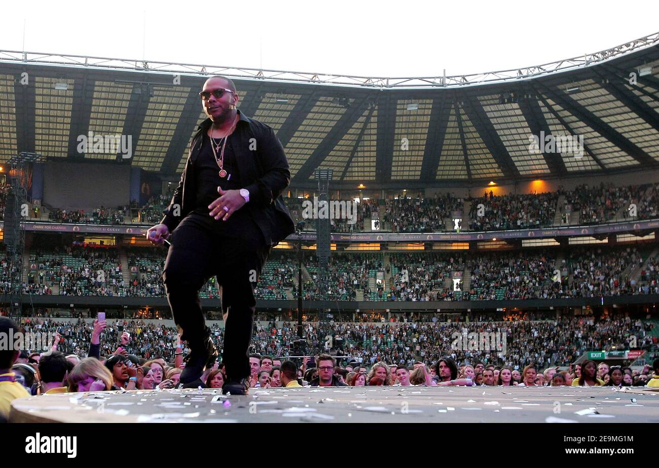 Twickenham, UK. 1st June 2013. Timbaland performs on stage at Sound of Change Live Concert at Chime for Change at Twickenham Stadium in Twickenham. Credit: S.A.M./Alamy   CREDIT: S.A.M./ALamy Stock Photo