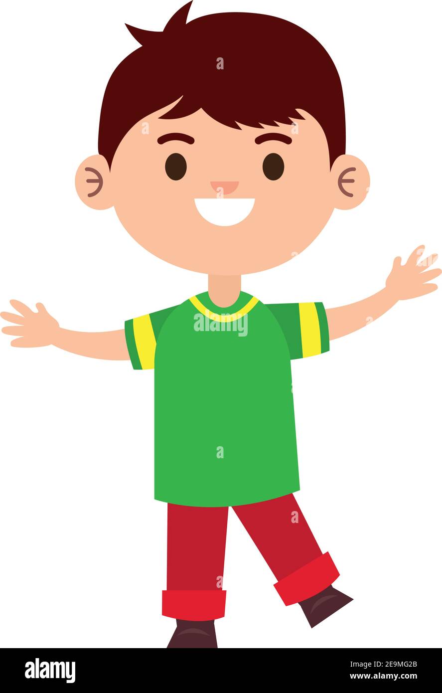 happy little young boy with green shirt character Stock Vector Image ...