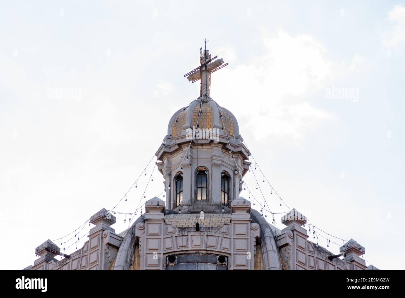Dome from old Mexican Church under cloudy sky Stock Photo - Alamy