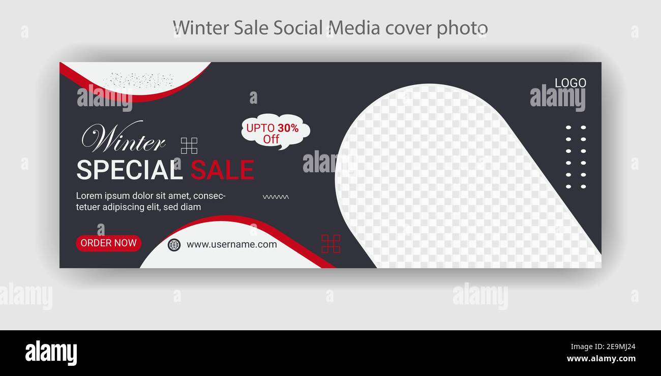 Winter sale Social Media Facebook Cover Photo Template Design Stock Vector