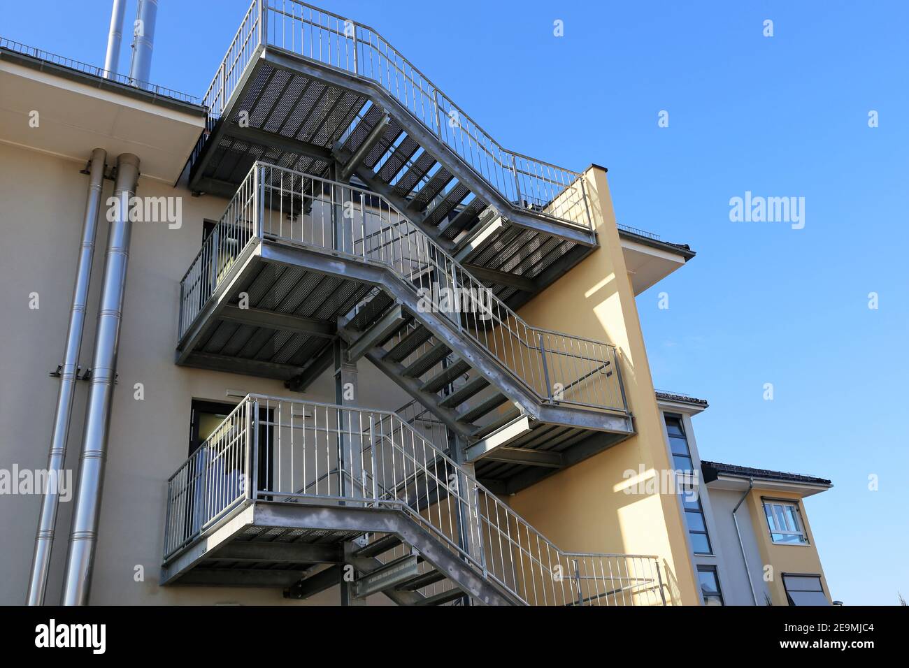 Galvanized emergency staircase on a modern building Stock Photo Alamy