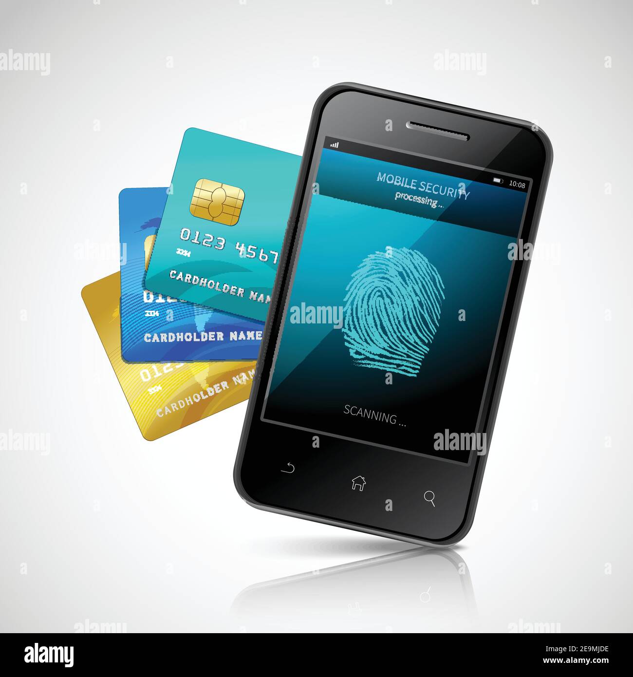 Biometric mobile payment concept with realistic smartphone with