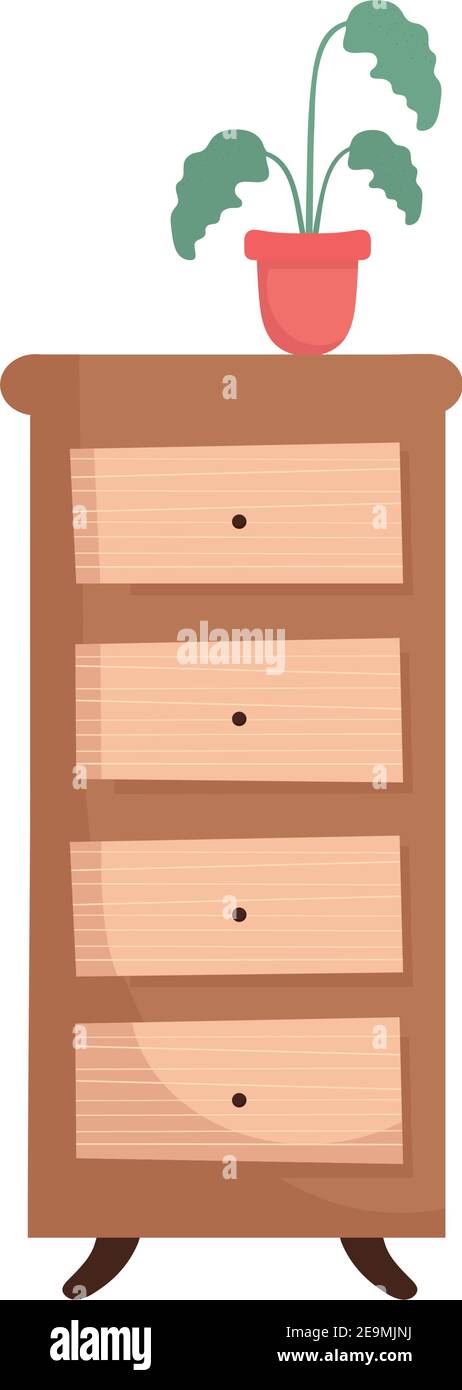 drawer wooden with house plant Stock Vector Image & Art - Alamy