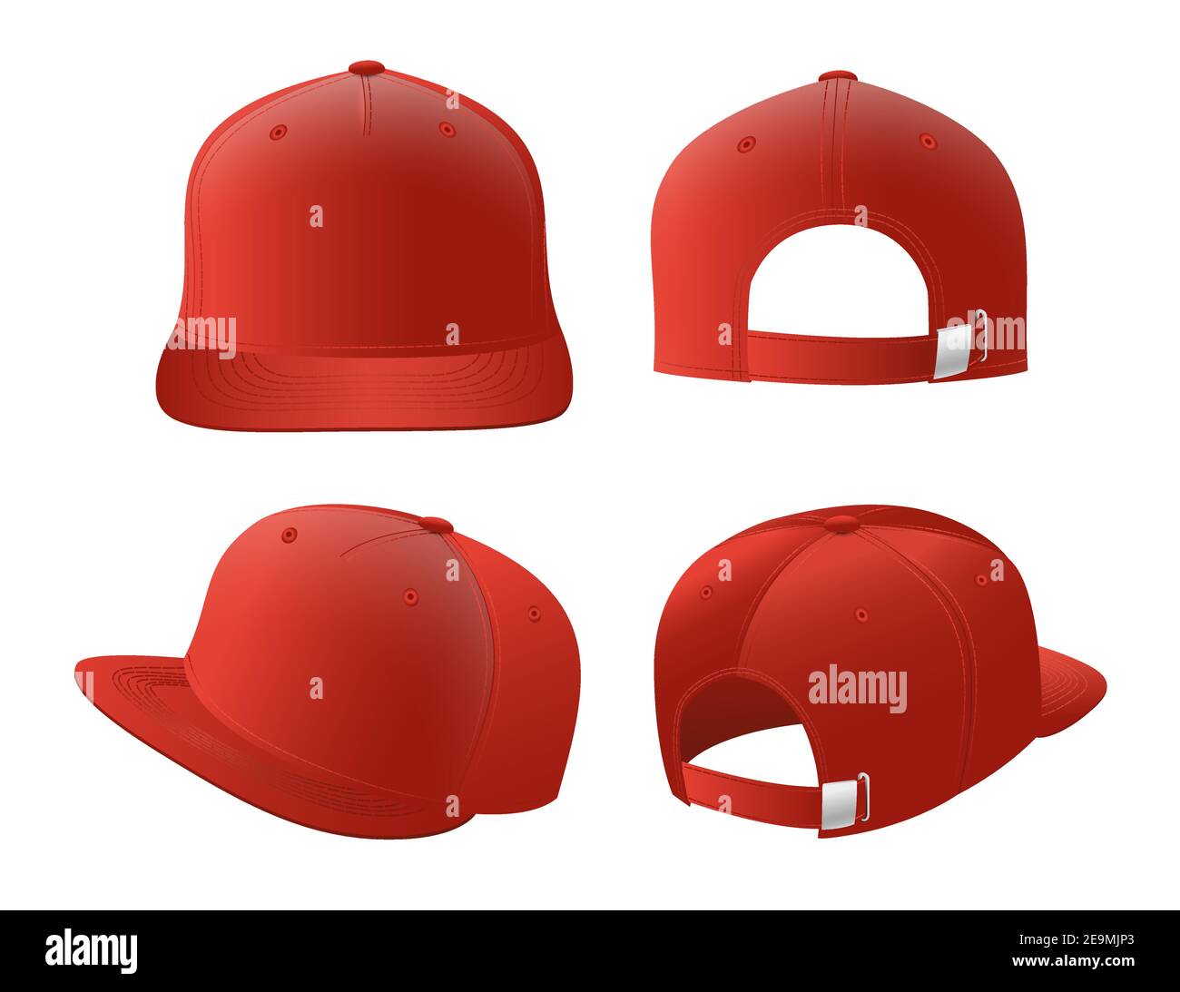 Sport caps mockup set, realistic design vector illustration on white