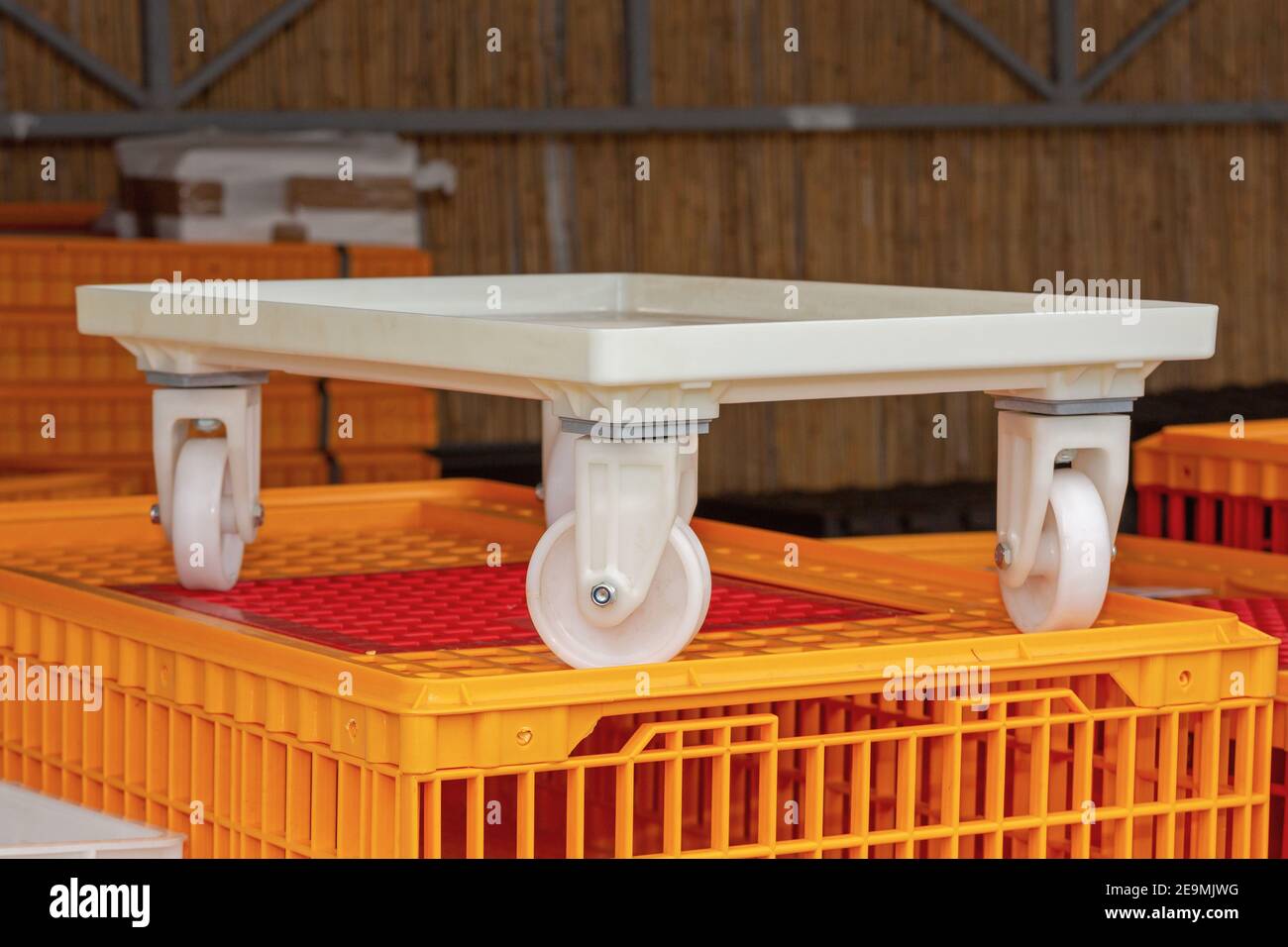 White Plastic Dolly Cart for Transport Delivery Stock Photo Alamy