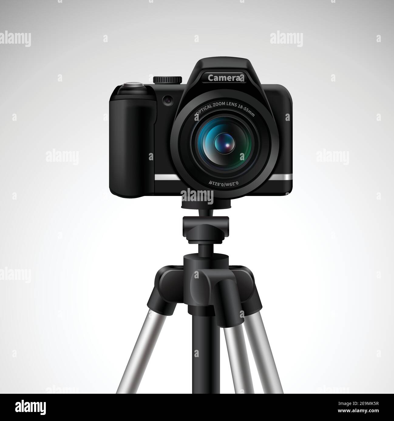 Realistic digital photo camera on tripod isolated on white background vector illustration Stock Vector