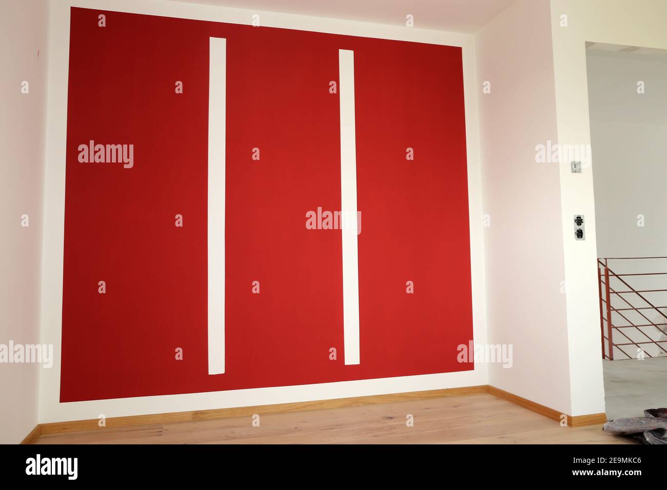 Decorative wall design with red and white color Stock Photo Alamy