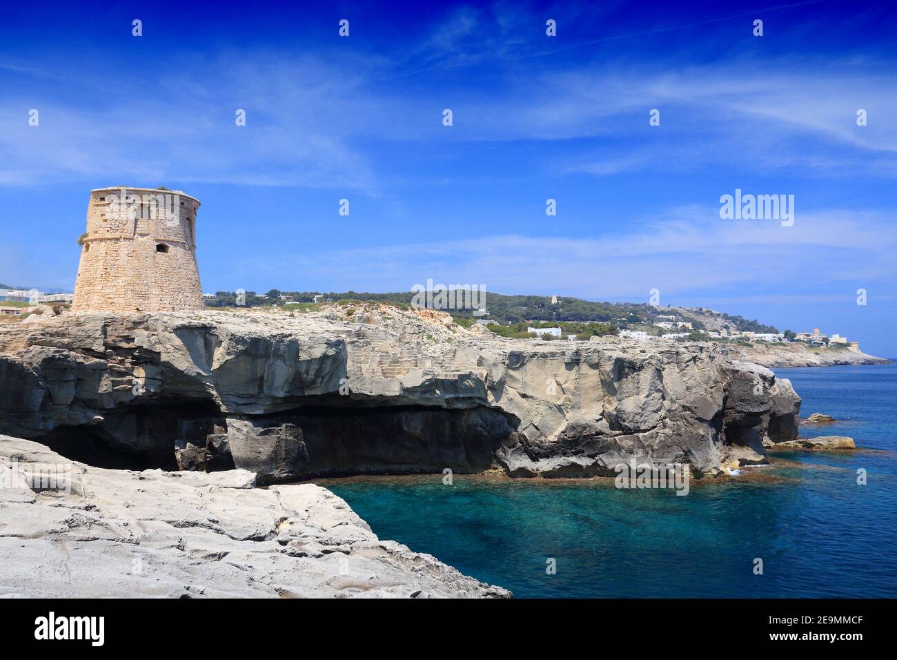 Torre di Porto Miggiano - Medieval fortification tower in Italy. Santa  Cesarea Terme Stock Photo - Alamy