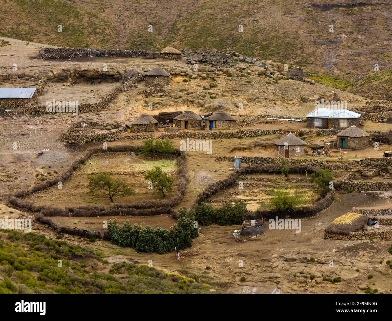 Tradicional village, Kingdom of Lesotho, Africa Stock Photo