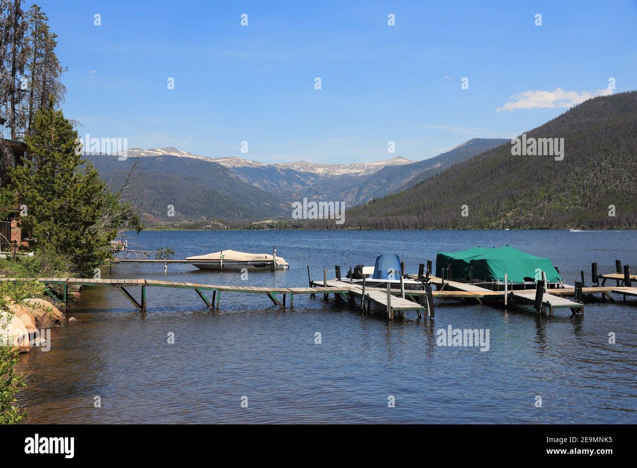 Colorado nature - Shadow Mountain Lake view with Rocky Mountains in 