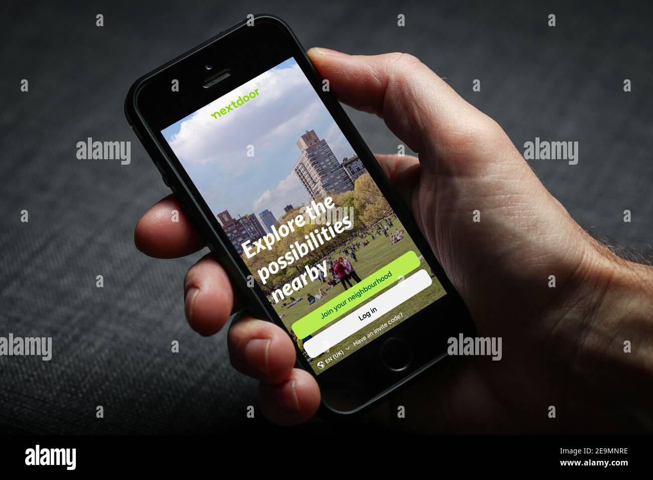 Nextdoor App on a mobile phone (editorial use only) Stock Photo