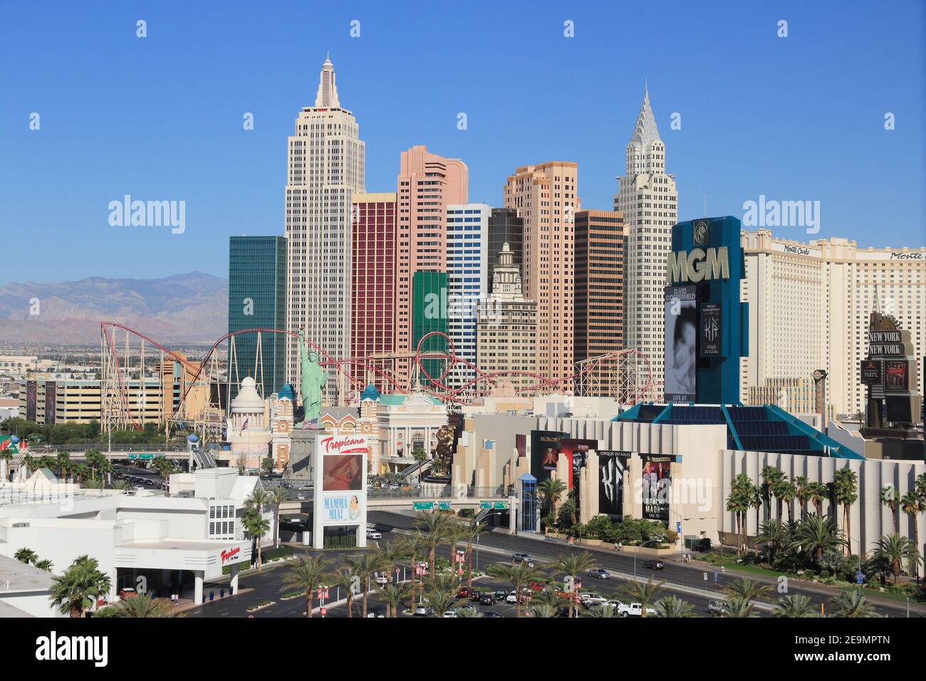 LAS VEGAS, USA - APRIL 14, 2014: New York New York resort view in Las Vegas. The complex has 2,024 rooms. Stock Photo