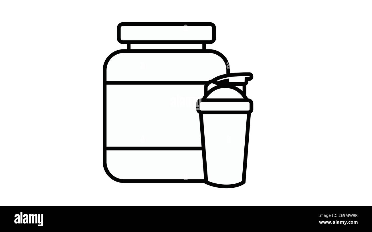 https://c8.alamy.com/comp/2E9MW9R/vector-isolated-illustration-of-a-protein-bottle-and-a-protein-shaker-flat-protein-icon-2E9MW9R.jpg