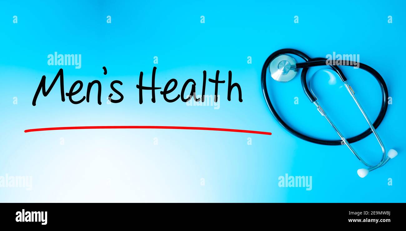 Men's Health Sign.Text Underline With Red Line. Isolated On Blue ...