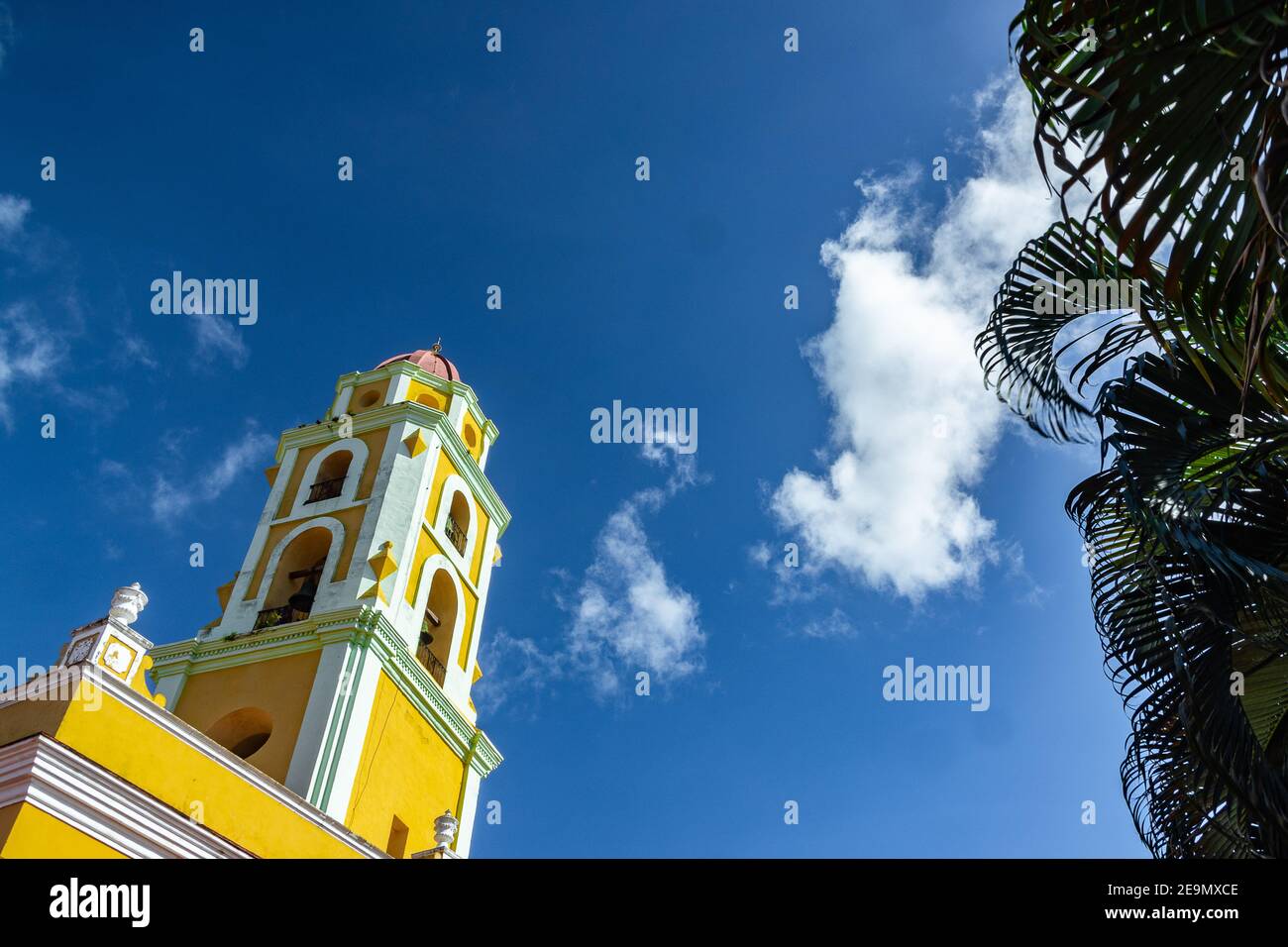An abstract view of the bell tower of the Iglesia y Convento de San Francisco in Trinidad, Sancti Spíritus, Cuba Stock Photo