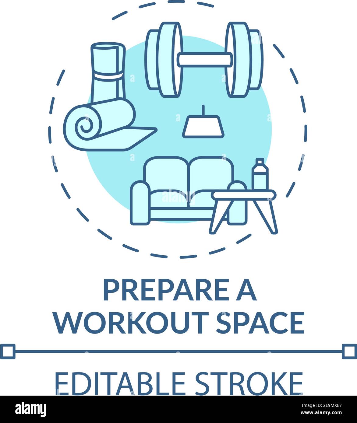 Preparing workout space concept icon Stock Vector