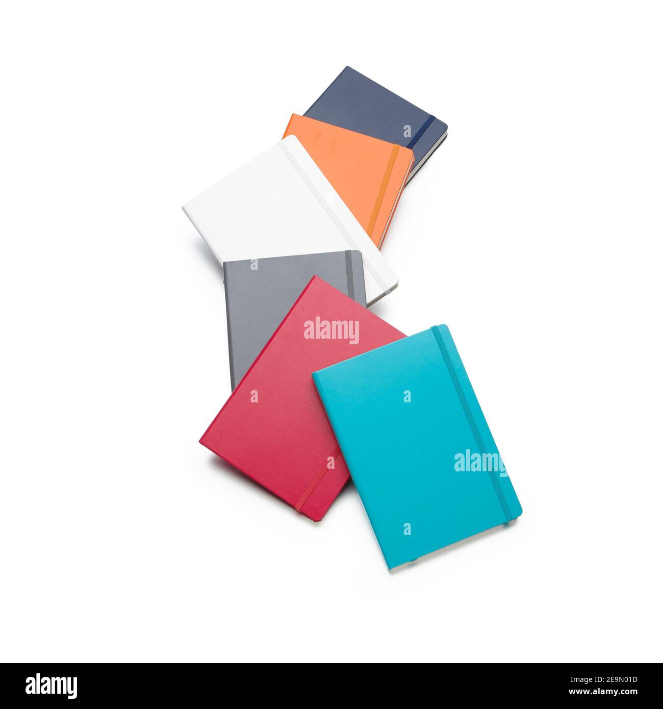 collection note books notebook cut out cut-out colourful group overhead diary messages jot write writer Stock Photo