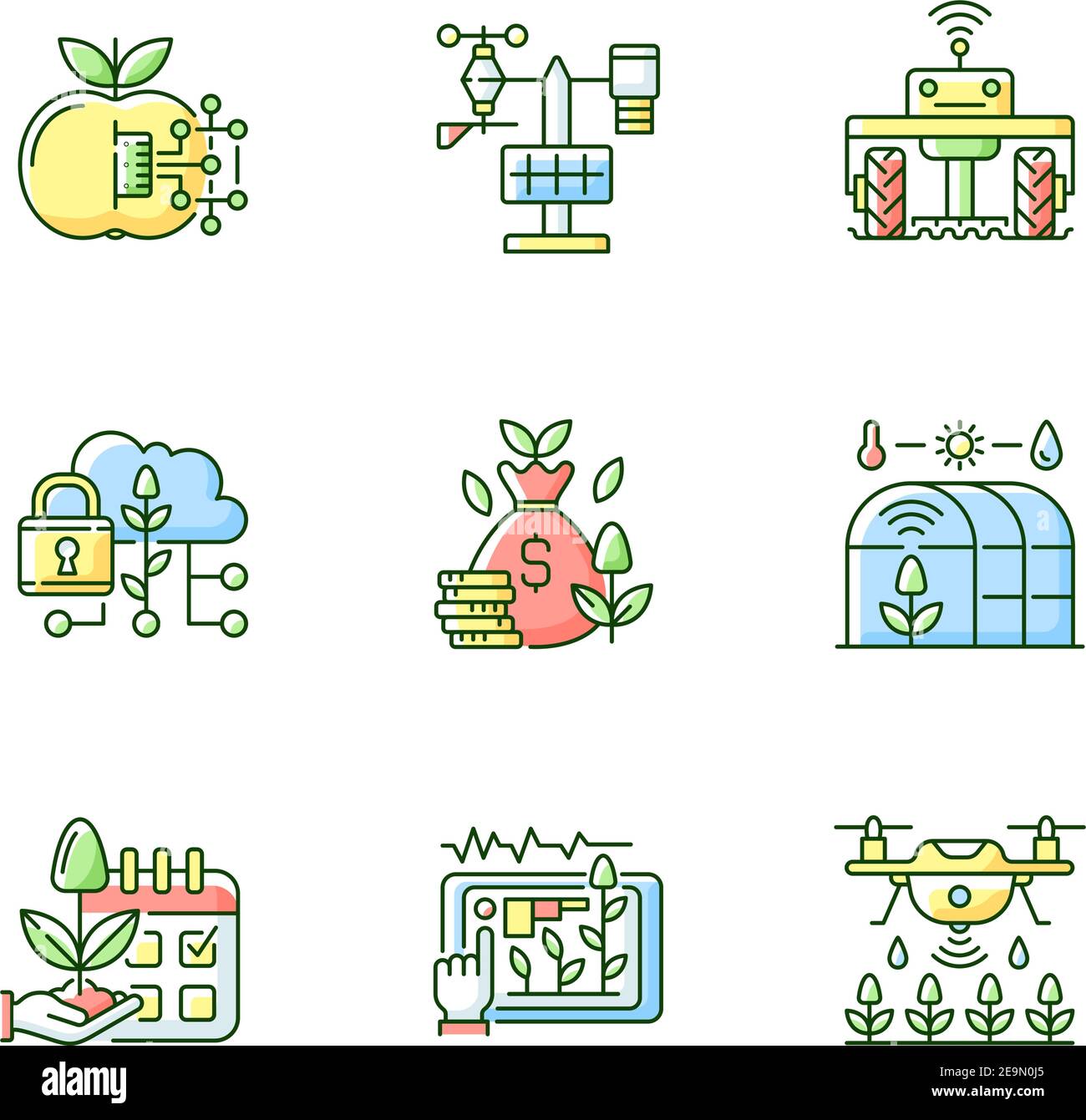 Smart farming RGB color icons set Stock Vector Image & Art - Alamy
