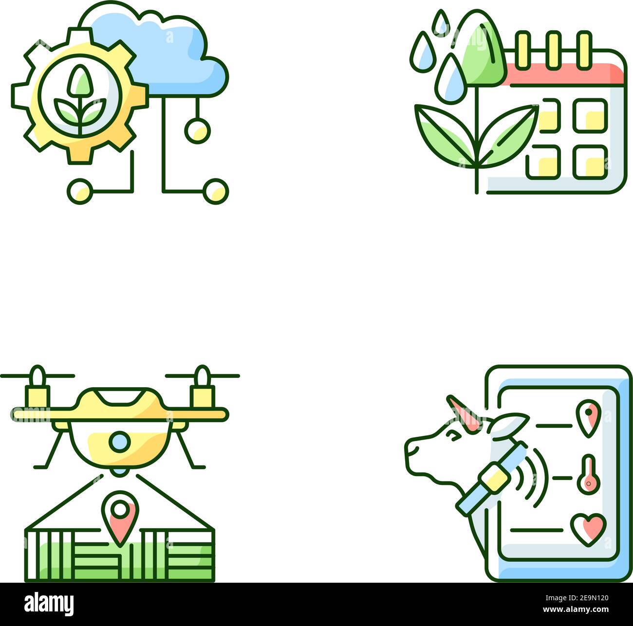 Smart farm RGB color icons set Stock Vector Image & Art - Alamy