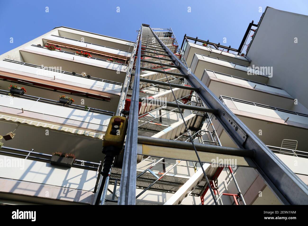 Scaffold with construction hoist Stock Photo Alamy