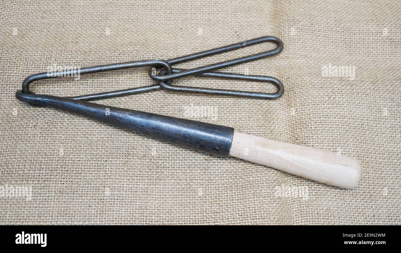 swedish vendel period horse rattle vendel grave IV reconstruction by daegrad tools Stock Photo