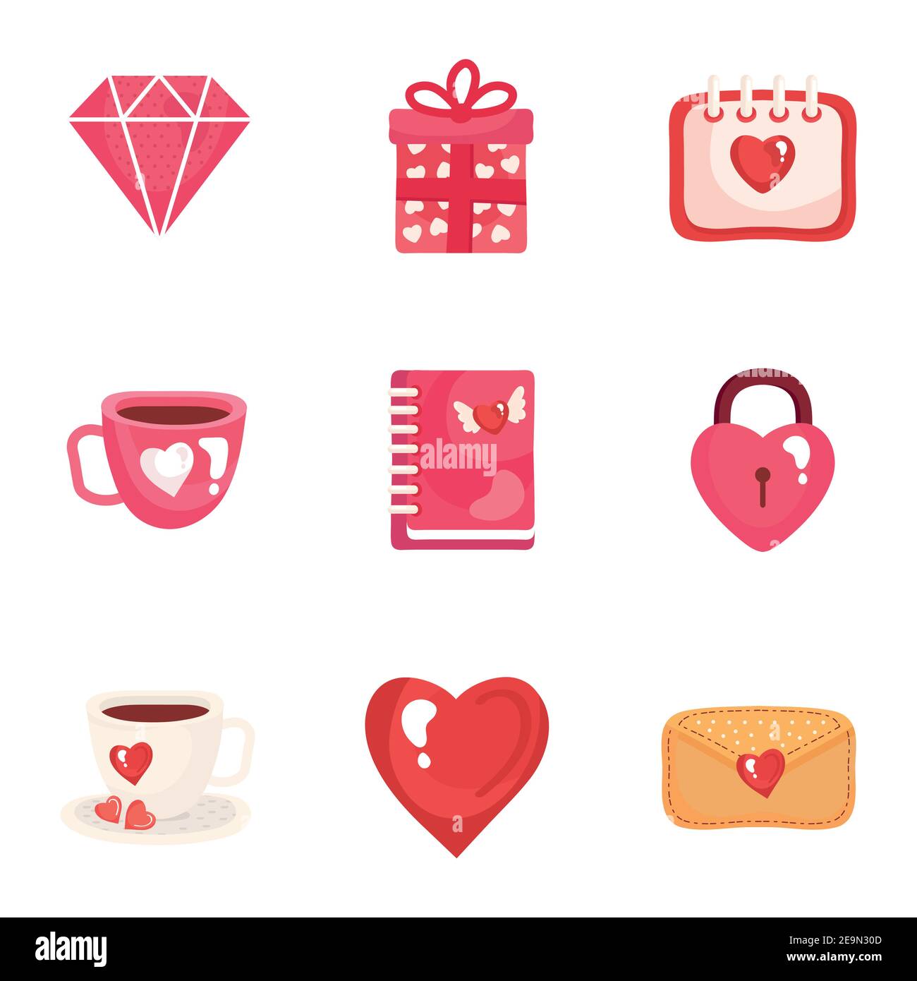 bundle of nine valentines day set icons Stock Vector Image & Art - Alamy