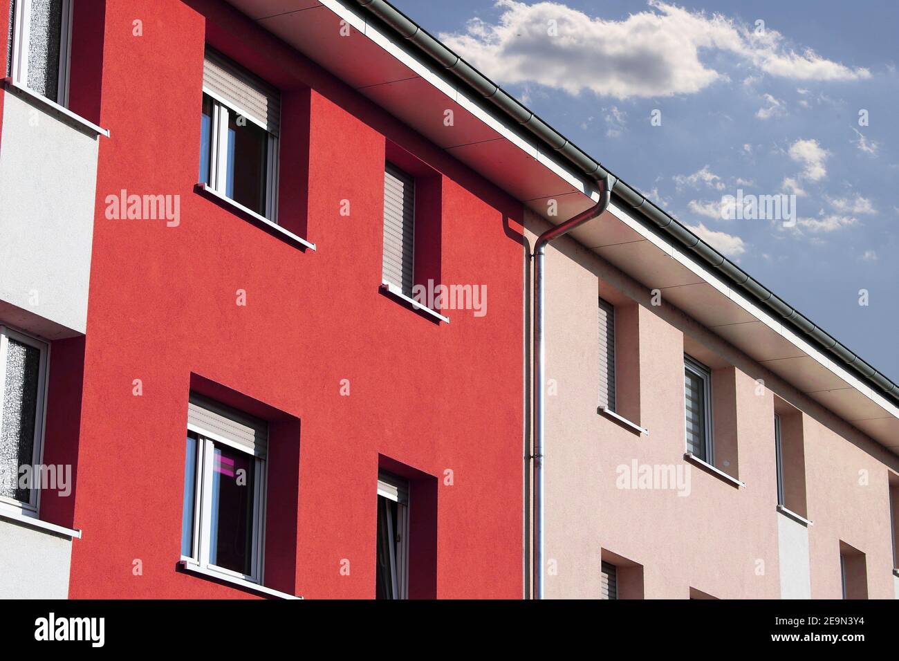 Old apartment building with new facade painting Stock Photo Alamy