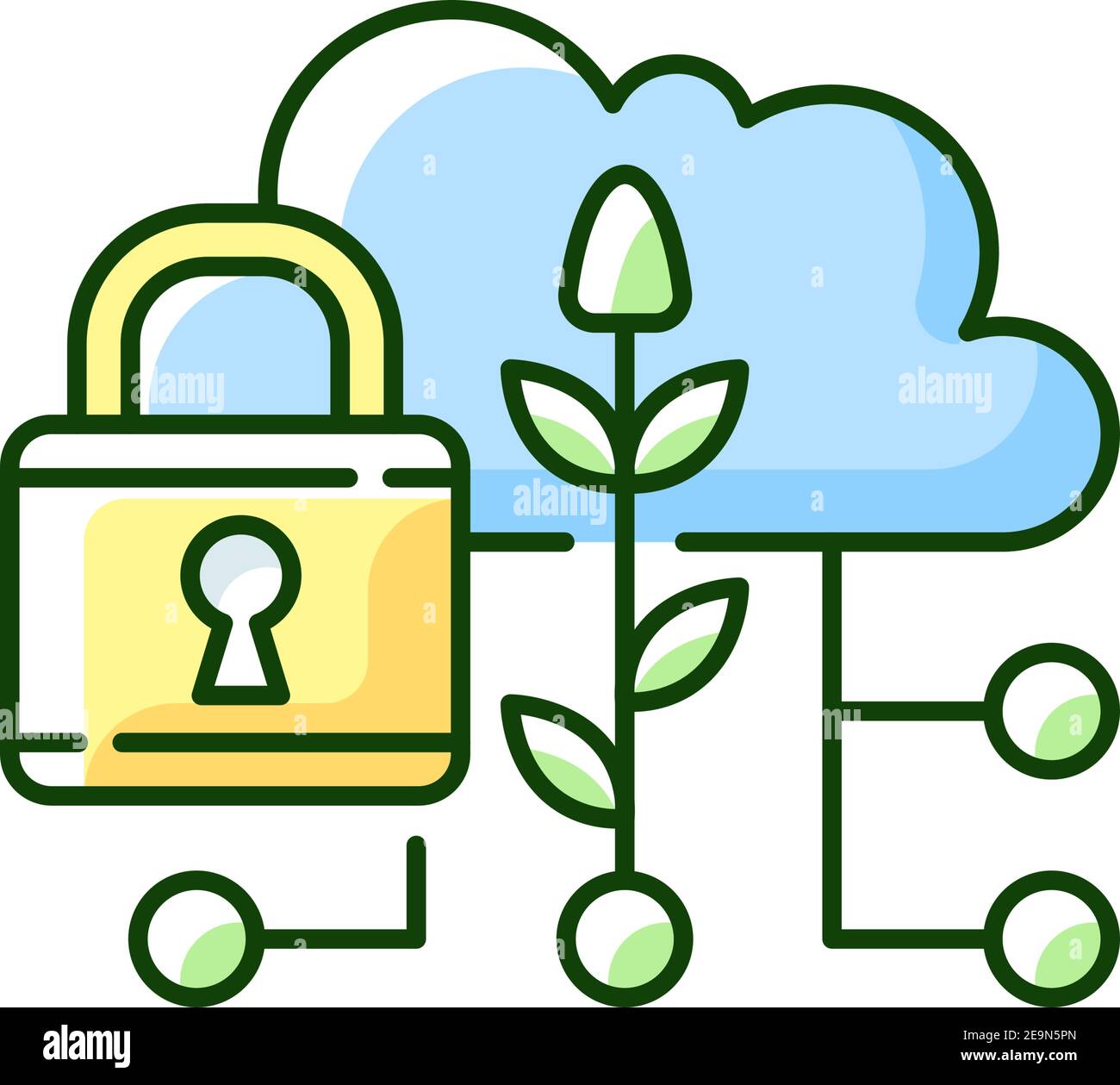 Data security in agriculture RGB color icon Stock Vector