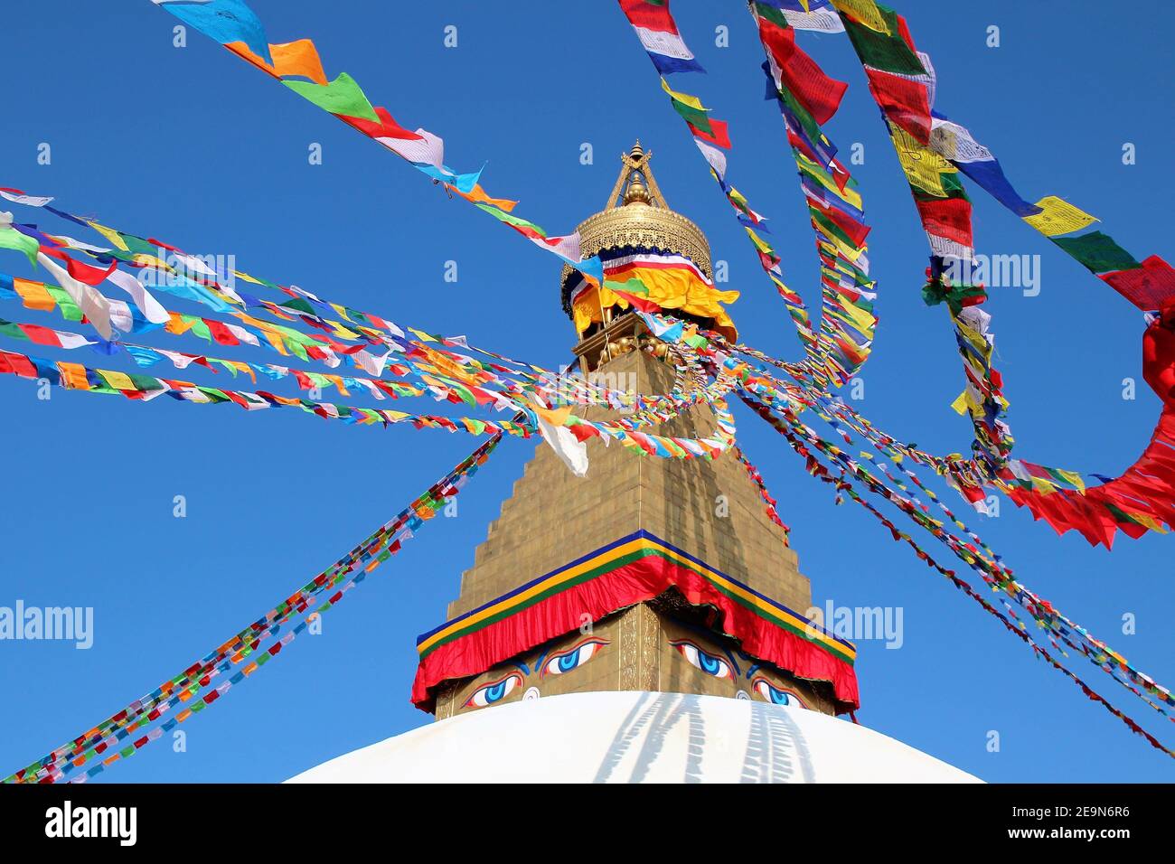 Boudhanath Stupa Symbol of Kathmandu - Nepal - UNESCO World Heritage Site Stock Photo