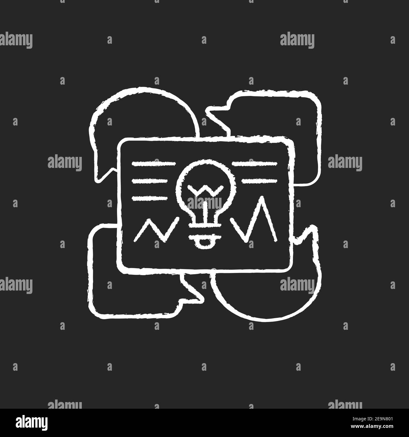 Communicating ideas chalk white icons set on black background. Stock Vector