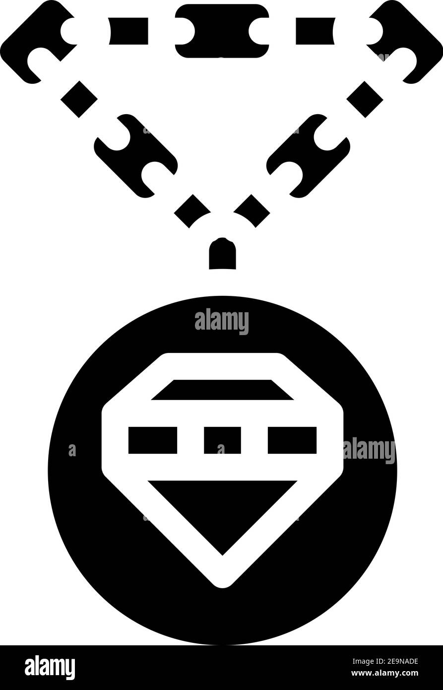 jewelry chain with diamond glyph icon vector illustration Stock Vector