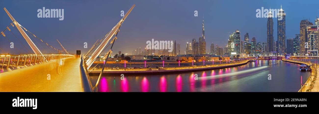 Dubai, Uae - March 27, 2017: The Evening Skyline With The Bridge Over 